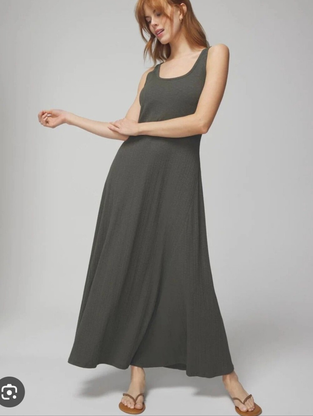 Soma Racerback Maxi Dress Olive Green Built in Bra Pockets Womens Size XL New